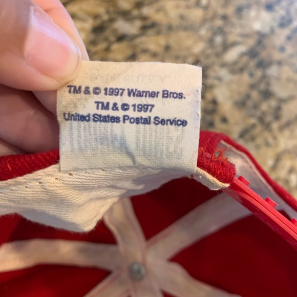 Vintage 90s 1997 Red Looney Tunes USPS bugs bunny Taz SnapBack Dad Hat - Picture 5 of 7